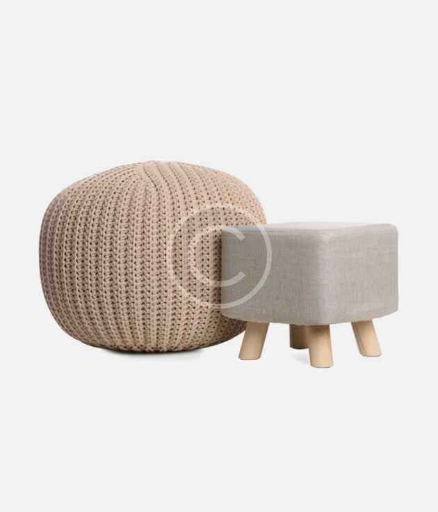 Handmade knitted pouf ottoman